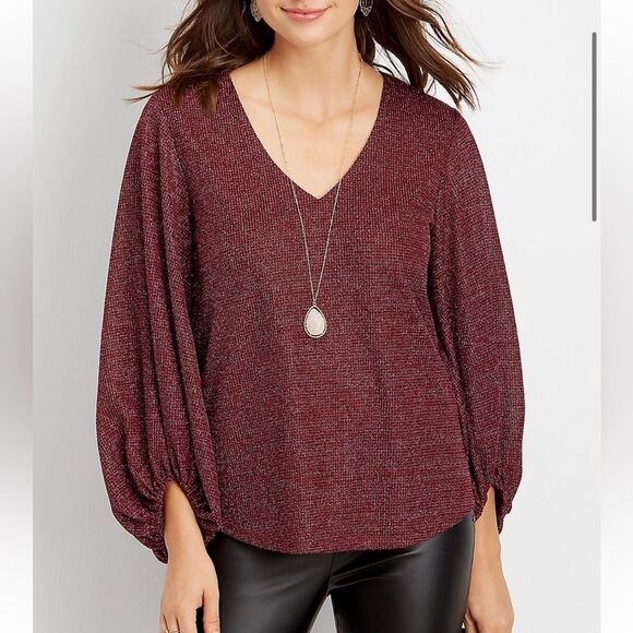 sparkle balloon sleeve blouse women’s size XSmall - Picture 1 of 3